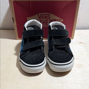 Vans Kids Black and Blue Velcro Sneakers